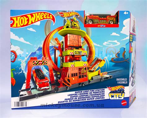 Трек Хот Вілс Пожежна станція Суперпетля Hot Wheels City Fire Station with Super Loop HKX ID