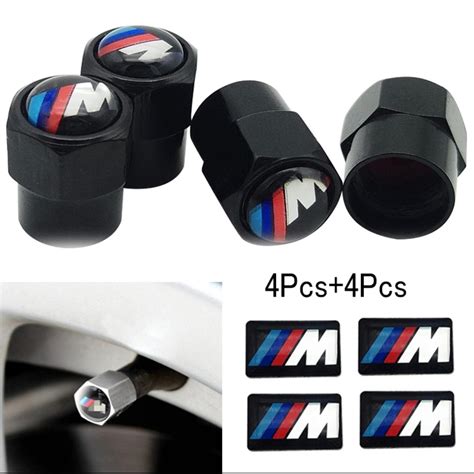 BMW LOGO Auto Wheel Tire Parts Sport Valve Stem Caps Cover Black Auto