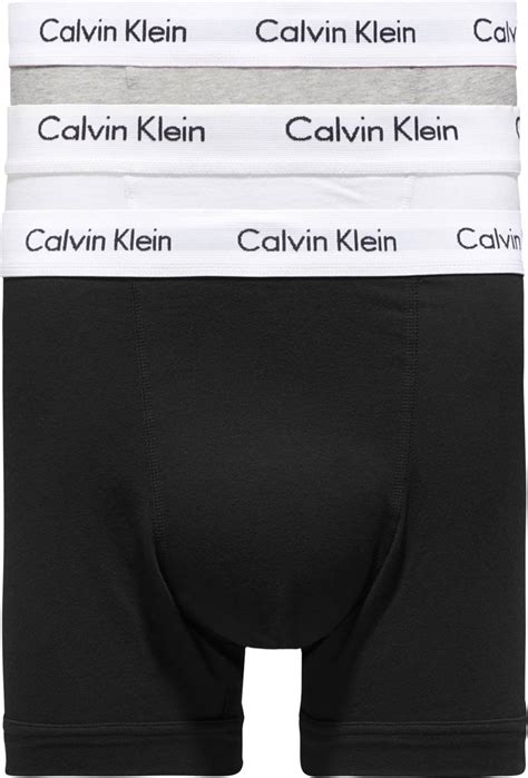 Calvin Klein Cotton Stretch Trunks 3 Pack Black White Grey Heather