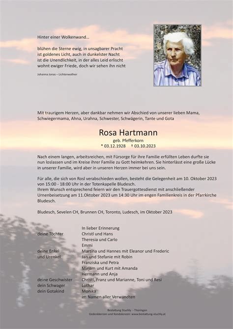 Rosa Hartmann Bestattung Stuchly