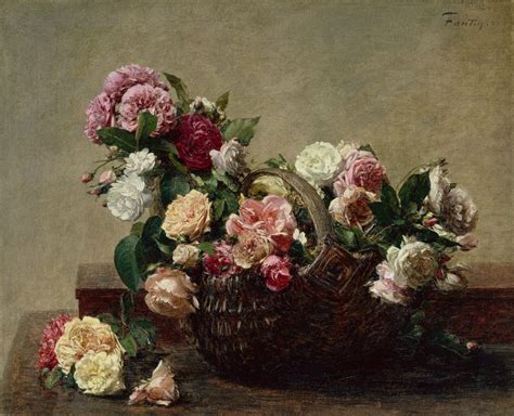 Basket Of Roses By Ignace Henri Jean Fantin Latour