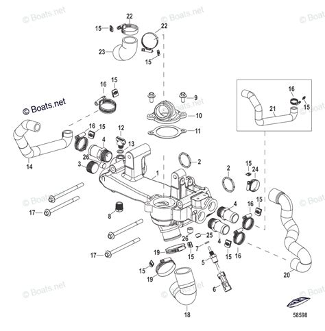 Mercruiser Sterndrive Gas Engines Oem Parts Diagram For Fresh Water Cooling Crossover Assembly