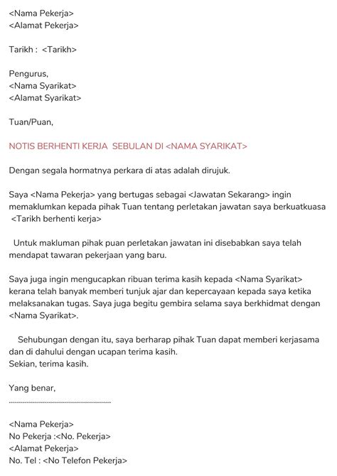 Cara2 Buat Surat Resign 1 Bulan