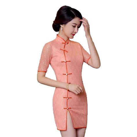 Sexy Elegant Chinese Womens Lace Qipao Vintage Button Cheongsam Summer