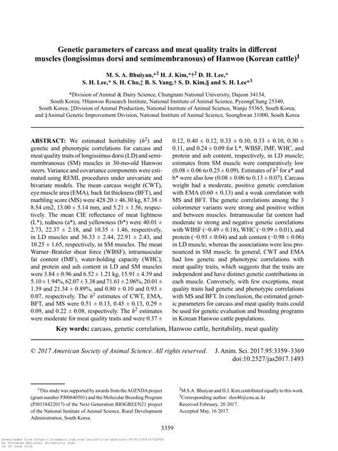 Pdf Genetic Parameters Of Carcass And Meat Quality Traits In