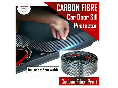 M Door Sill Protector Scuff Cover Carbon Fiber Design Rubber Guard