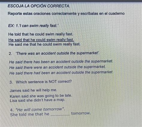 Escoja La Opci N Correota Reporte Estas Oraciones Correctamente Y