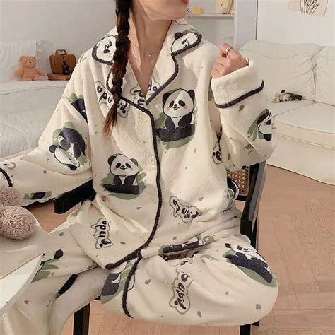 Kawaii Sanrio Coral Velvet Pajama Set Women Kuromi Plush Thickened