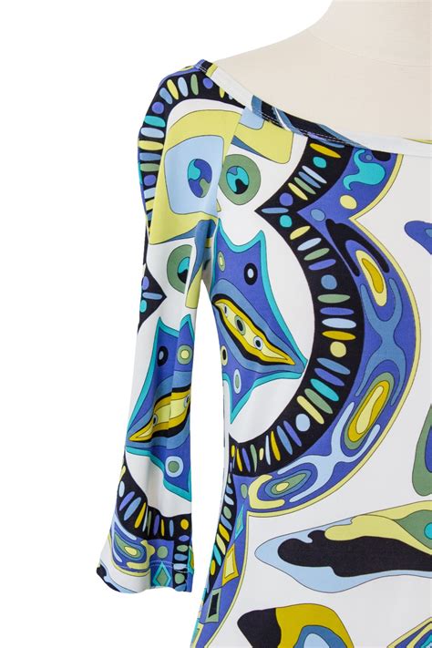 Emilio Pucci Blue Silk Knit Retro Dress Audreys Of Naples