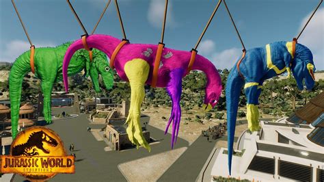 Jurassic World Evolution 2 T Rex Colors Pack Vs Giganotosaurus Vs Therizinosaurus Dinosaurs