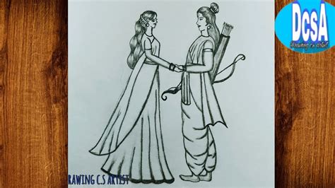 How To Draw Ram Sita Drawing Drawing Ram Ji Sita Maa Pencil Sketch