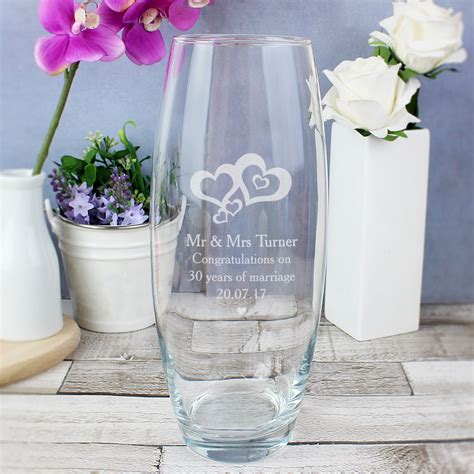 Large Glass Vase Personalized Engraved Bullet Vase With Love Etsy