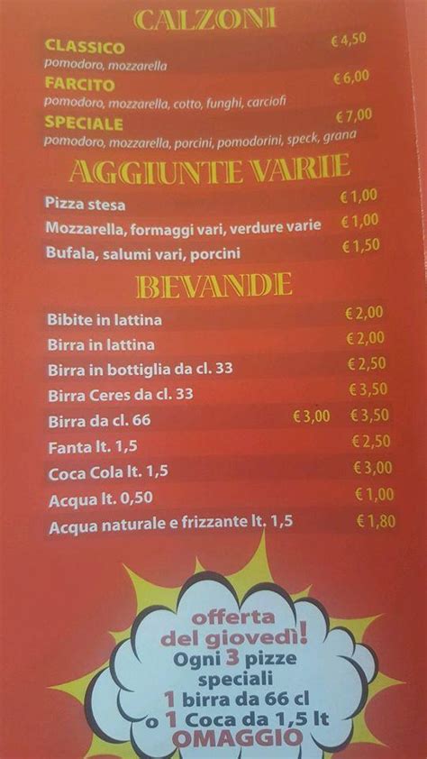 Menu Da Pizzeria Dal Gladiatore Ravenna