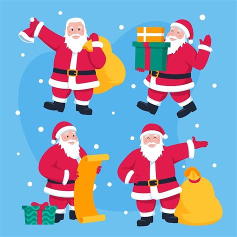 Colecci N Personajes Planos Santa Claus Dibujados A Mano Vector Gratis