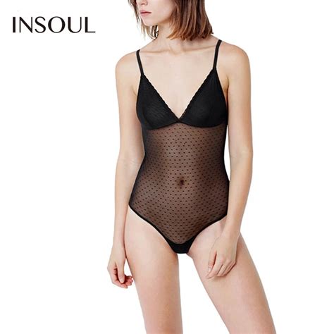 Insoul 2017 New Fashion Playsuits Women Black Sexy Lace Deep V Bralette