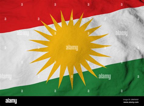 Full Frame Close Up On A Waving Kurdish Flag In 3D Rendering Stock