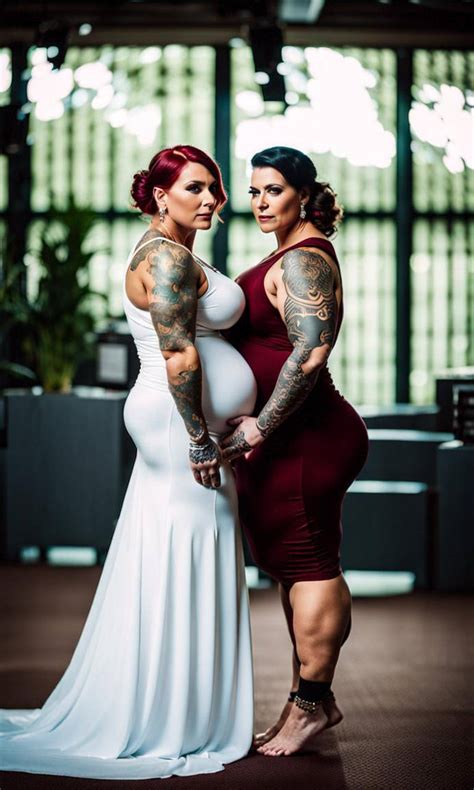 Two Muscular Tattooed Lesbian Brides Full Body Gi By Tiamatnightmare On