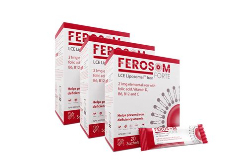 Ferosom Forte Lce Liposomal Iron Supplement 20 Powder Sachets 1 Box