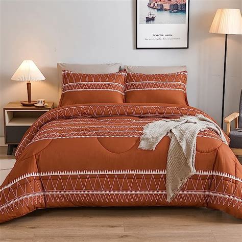 Amazon Andency Burnt Orange Comforter Set Full 3 Pieces Boho