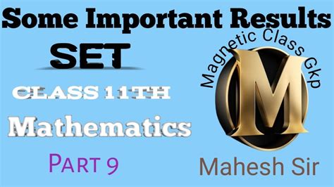 Some Important Results In Set And Subset Ncert Mathematics For Class