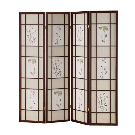 Shop Ore International 4 Panel Cherry Wood And Fabric Folding Indoor