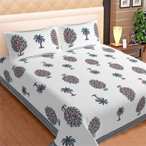 Multicolor Jaipuri Cotton Tree Printed King Size Bedsheet For Home