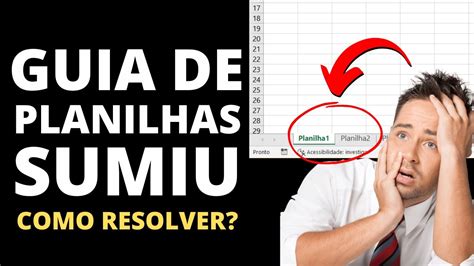 ABA DE PLANILHAS SUMIU DO EXCEL Como Resolver YouTube