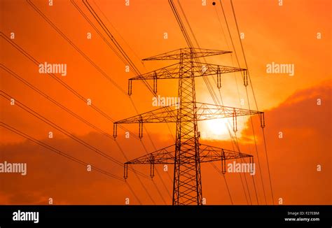 Electric poles with electrical lines Stock Photo - Alamy