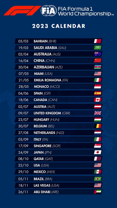 Fórmula 1: calendário de 2023 terá 24 corridas; veja as datas