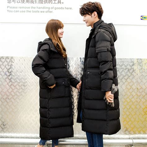 Qoo Bf Couple Outfit Long Down Cotton Clothes Men S Winter Over The