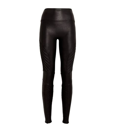 Womens Spanx Black Faux Leather Moto Leggings Harrods Uk