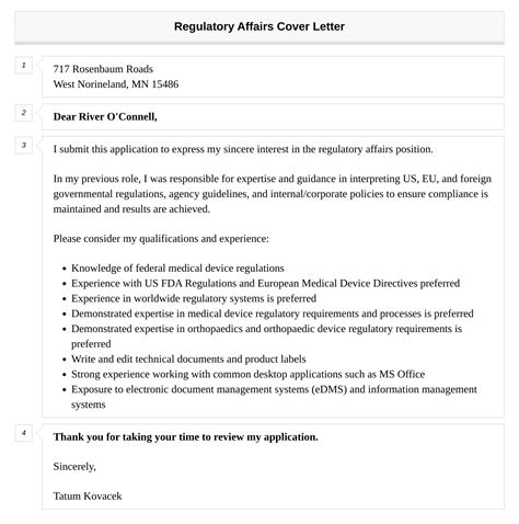 Regulatory Affairs Cover Letter Velvet Jobs