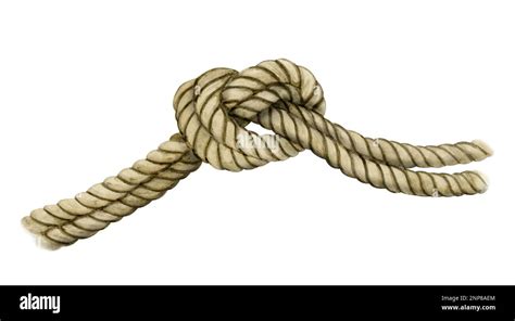 Watercolor Nautical Rope Knot Illustration Isolated On White Background