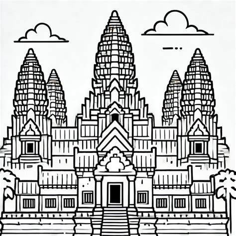 Angkor Wat Coloring Pages Coloringdraft