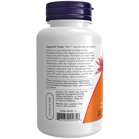 Inositol 500mg 100 Cápsulas Vegetais NOW Foods