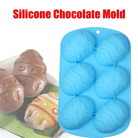 Buy Easter Egg Shaped Silicone Chocolate Mold Diy Baking Cake Mold 6 Cavity 10