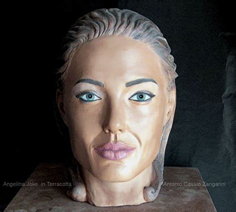 Terracotta Angelina Jolie Sculpture By Antonio Cassio Zangarini