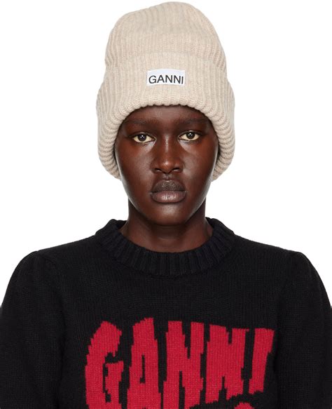 GANNI Off White Patch Beanie SSENSE Canada