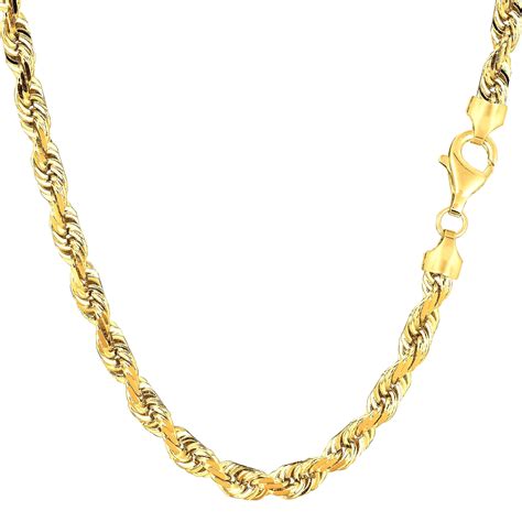 14k Yellow Solid Gold Diamond Cut Rope Chain Necklace 5 0mm 30