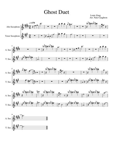 Ghost Duet Sheet Music For Alto Saxophone Tenor Saxophone Download