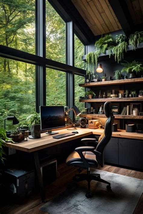 Modern Nature Infused Home Office Design