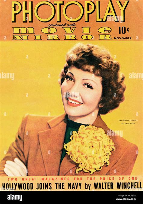 Claudette Colbert Photoplay And Movie Mirror Magazine Cover November