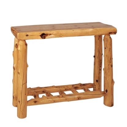 Fireside Lodge Cedar Log Sofa Table W Open Log Shelf