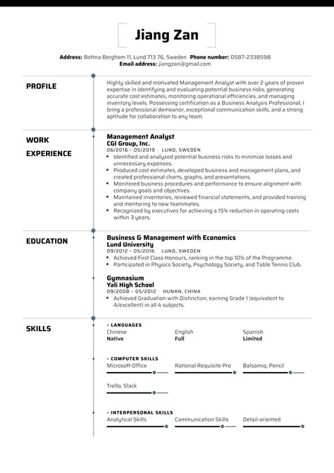 Management Analyst Resume Sample Kickresume