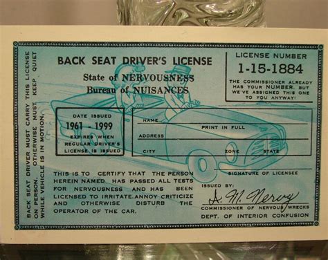 Vintage Postcard Back Seat Driver S License Etsy