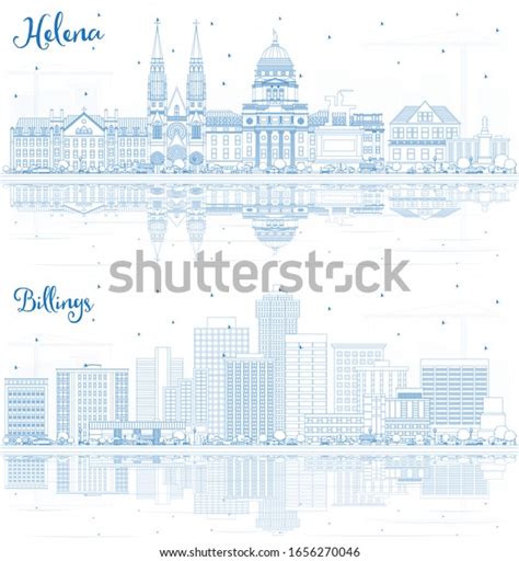 Outline Helena Billings Montana City Skylines Stock Illustration