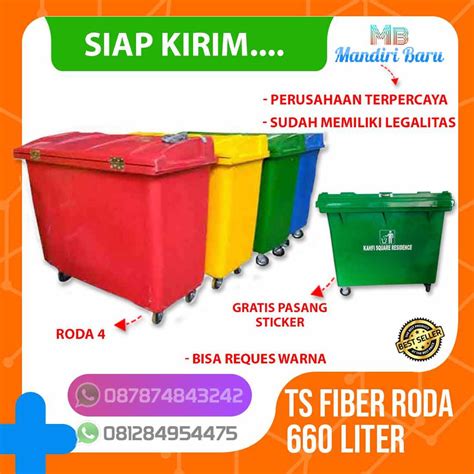 Jual JUAL TONG SAMPAH FIBER BERODA 660 LITER HARGA TEMPAT SAMPAH FIBER