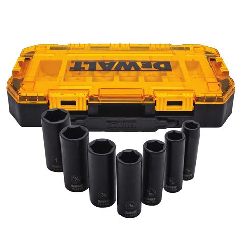 DEWALT 3 8 In Drive Combination Deep Impact Socket Set With Ratchet