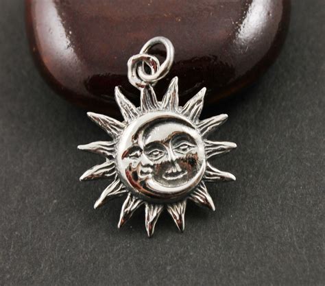 Sterling Silver Sun And Moon Charm Pendant With By Beadspoint