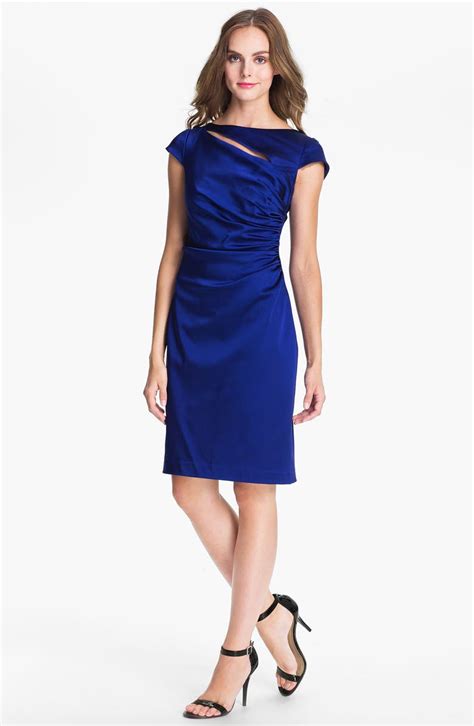 Kay Unger Ruched Satin Sheath Dress Nordstrom